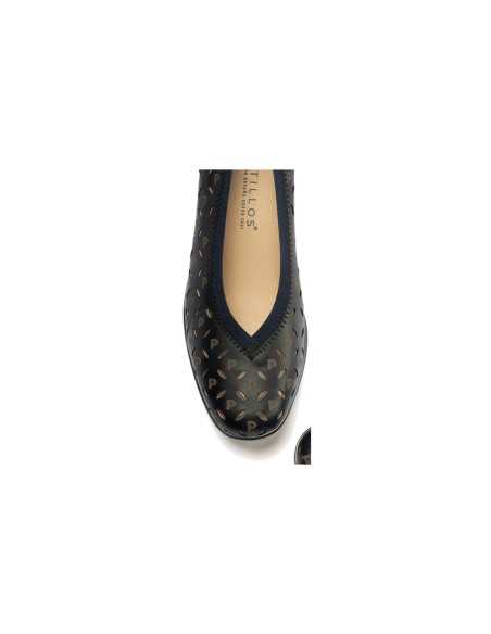 JucaZapatos - Pitillos 11070 - MARINO - Salón con cuña y elástico en piel napa Marino