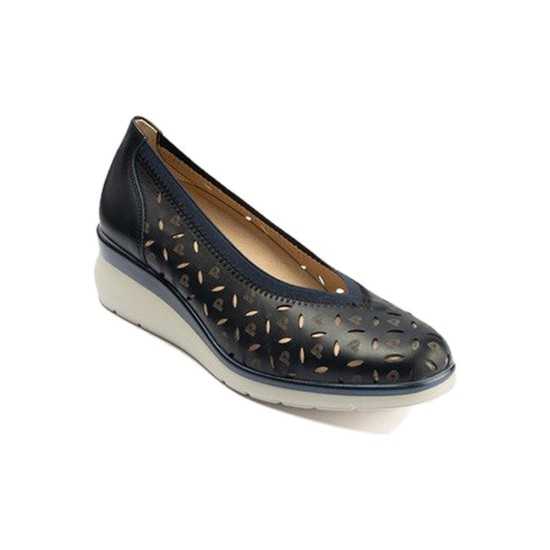 JucaZapatos - Pitillos 11070 - MARINO - Salón con cuña y elástico en piel napa Marino