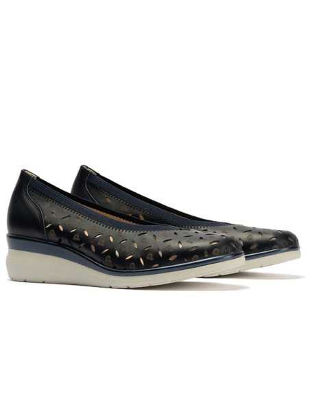 JucaZapatos - Pitillos 11070 - MARINO - Salón con cuña y elástico en piel napa Marino