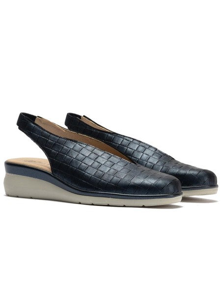 JucaZapatos - Pitillos 11073 - MARINO - Bailarina con cuña en piel metalizada elegante Marino