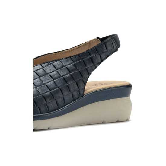 JucaZapatos - Pitillos 11073 - MARINO - Bailarina con cuña en piel metalizada elegante Marino