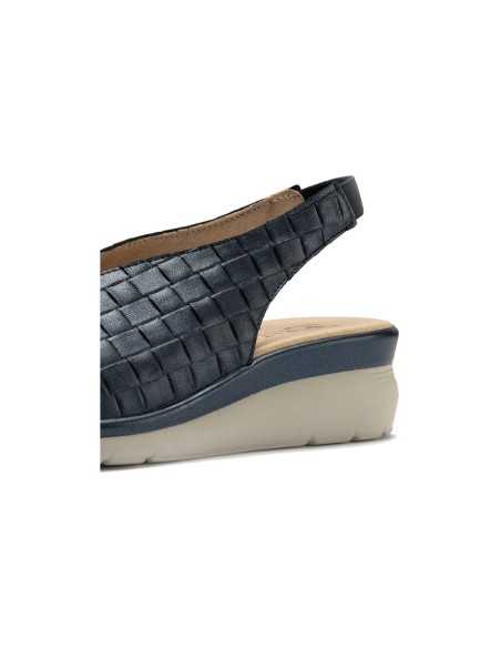 JucaZapatos - Pitillos 11073 - MARINO - Bailarina con cuña en piel metalizada elegante Marino