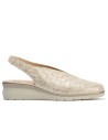 JucaZapatos - Pitillos 11073 - ORO - Salón con elásticos y cuña en piel fantasía, en tonos metalizados Oro