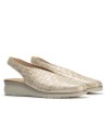JucaZapatos - Pitillos 11073 - ORO - Salón con elásticos y cuña en piel fantasía, en tonos metalizados Oro