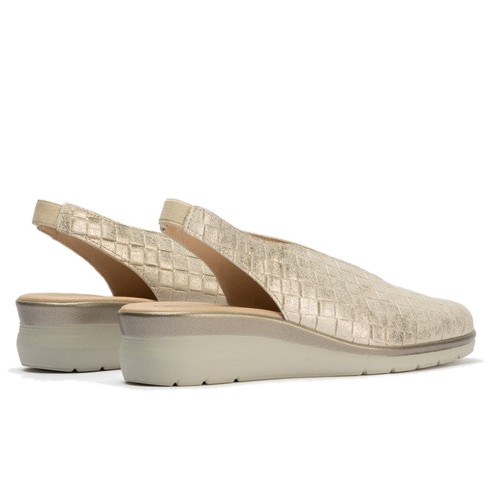 JucaZapatos - Pitillos 11073 - ORO - Salón con elásticos y cuña en piel fantasía, en tonos metalizados Oro