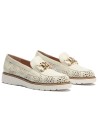 JucaZapatos - Pitillos 11080 - GLACIAL - Zapato mocasín Boogie bajo en napa suave y perforada, detale hebilla Glacial