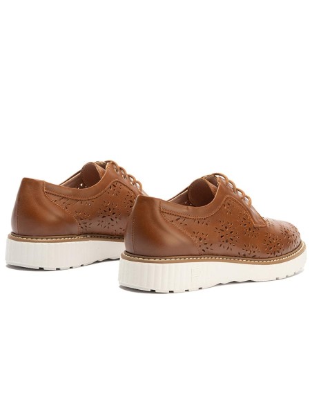 JucaZapatos - Pitillos 11081 - CUERO - Zapato blucher con cordones, en piel napa perforada Cuero