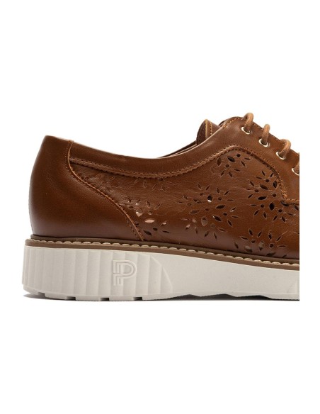JucaZapatos - Pitillos 11081 - CUERO - Zapato blucher con cordones, en piel napa perforada Cuero