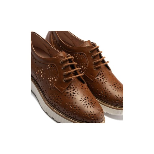 JucaZapatos - Pitillos 11081 - CUERO - Zapato blucher con cordones, en piel napa perforada Cuero