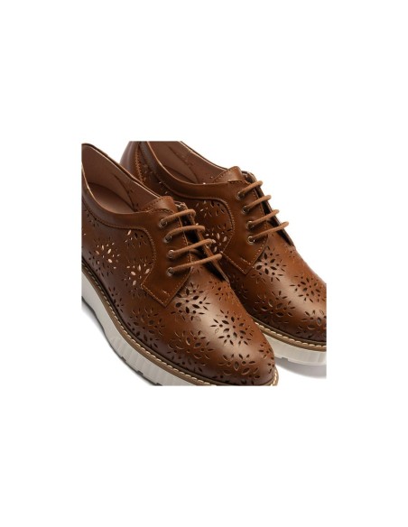 JucaZapatos - Pitillos 11081 - CUERO - Zapato blucher con cordones, en piel napa perforada Cuero