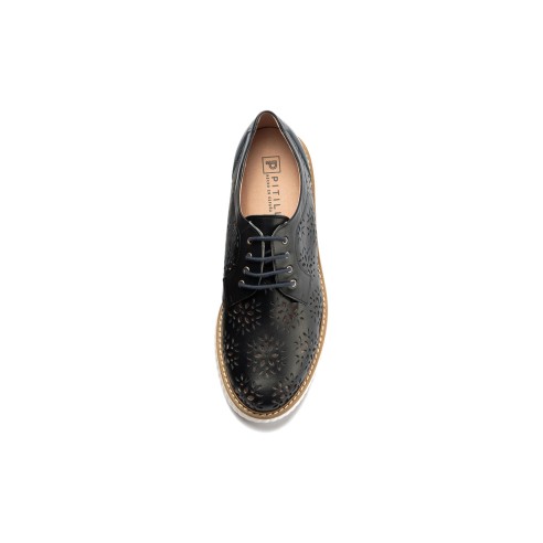 JucaZapatos - Pitillos 11081 - CUERO - Zapato blucher con cordones, en piel napa perforada Cuero