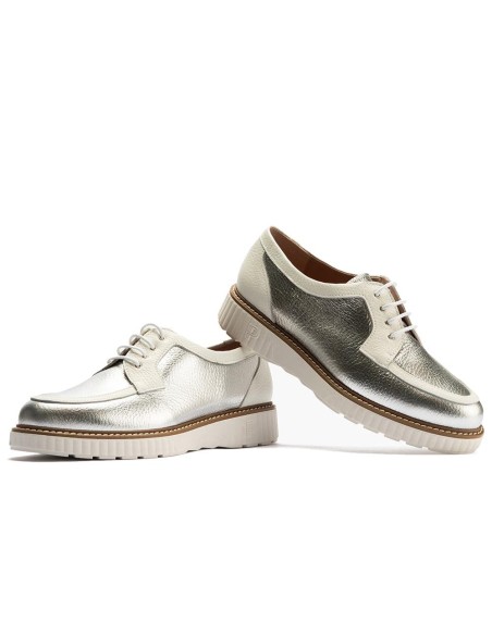 JucaZapatos - Pitillos 11083 - PLATA - Zapato blucher con cordones y reflejos brillantes Plata