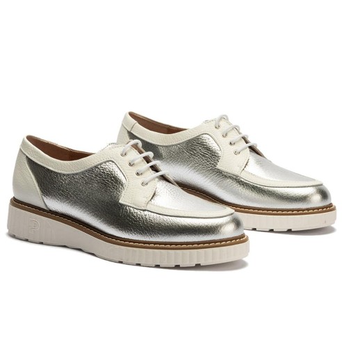 JucaZapatos - Pitillos 11083 - PLATA - Zapato blucher con cordones y reflejos brillantes Plata