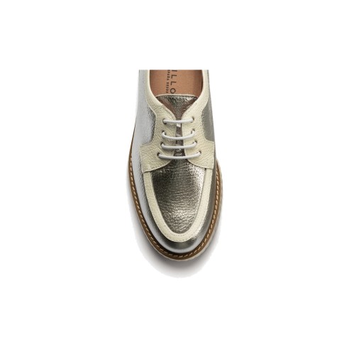 JucaZapatos - Pitillos 11083 - PLATA - Zapato blucher con cordones y reflejos brillantes Plata