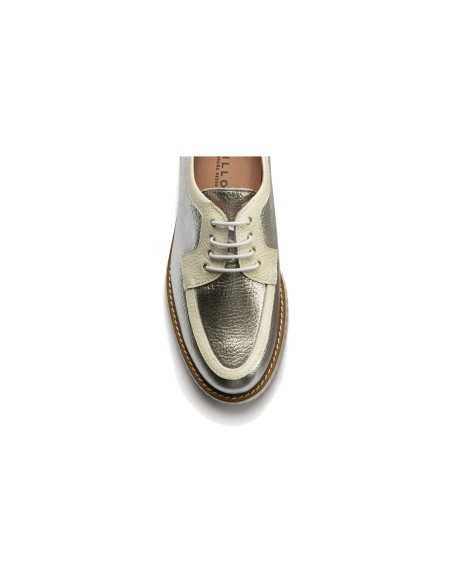 JucaZapatos - Pitillos 11083 - PLATA - Zapato blucher con cordones y reflejos brillantes Plata
