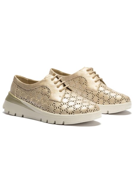 JucaZapatos - Pitillos 11091 - ORO - Zapato blucher plataforma con cordones en napa sintética Oro
