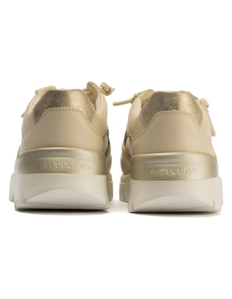 JucaZapatos - Pitillos 11094 - CREMA - Deportivo plataforma con cordones elásticos Crema