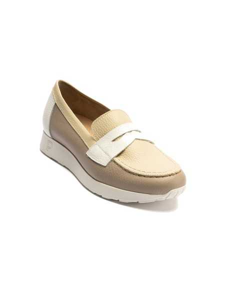 JucaZapatos - Pitillos 11100 - PIEDRA - Mocasín estilo deportivo con antifaz en piel Piedra