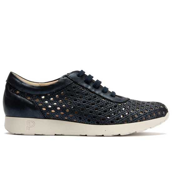 JucaZapatos - Pitillos 11101 - MARINO - Deportivo plano en piel napa fantasía con piel perforada Marino