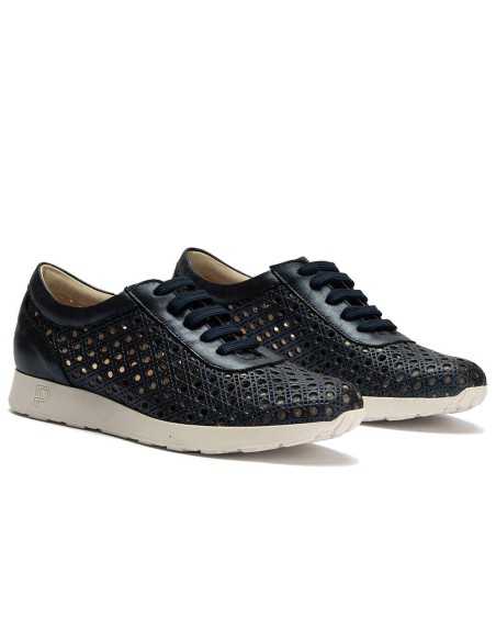 JucaZapatos - Pitillos 11101 - MARINO - Deportivo plano en piel napa fantasía con piel perforada Marino