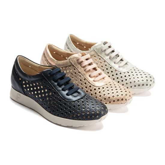 JucaZapatos - Pitillos 11101 - MARINO - Deportivo plano en piel napa fantasía con piel perforada Marino