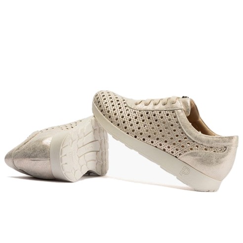 JucaZapatos - Pitillos 11101 - ORO - Deportivo plano en piel napa fantasía con piel perforada Oro