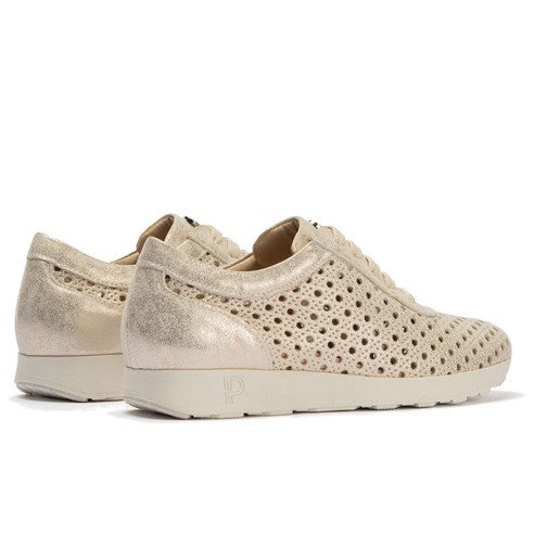 JucaZapatos - Pitillos 11101 - ORO - Deportivo plano en piel napa fantasía con piel perforada Oro