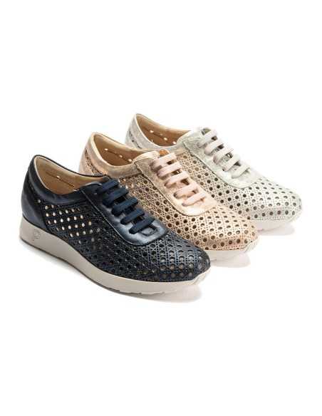 JucaZapatos - Pitillos 11101 - PLATA - Deportivo plano en piel napa fantasía con piel perforada Plata