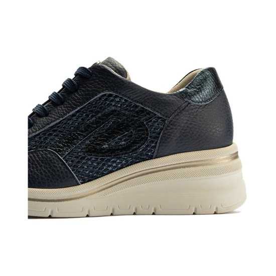 JucaZapatos - Pitillos 11113 - MARINO - Deportivo con cuña en piel napa y tejido Marino