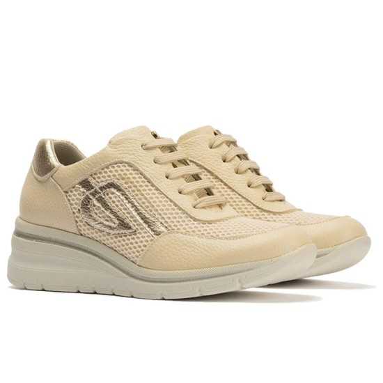 JucaZapatos - Pitillos 11113 - CREMA - Deportivo con cuña en piel napa y tejido Crema