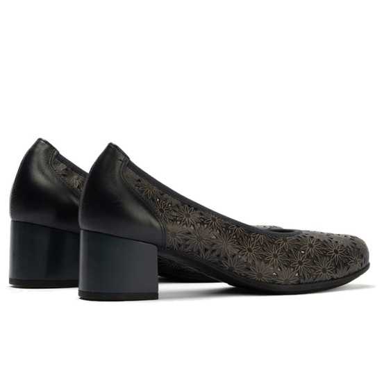 JucaZapatos - Pitillos 11131 - MARINO - Zapato salón con tacón medio, en piel napa perforada Marino