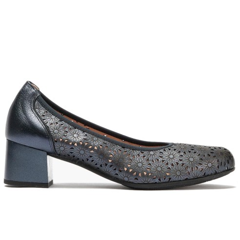 JucaZapatos - Pitillos 11132 - MARINO - Zapato salón con tacón medio, en piel fantasía perforada Marino