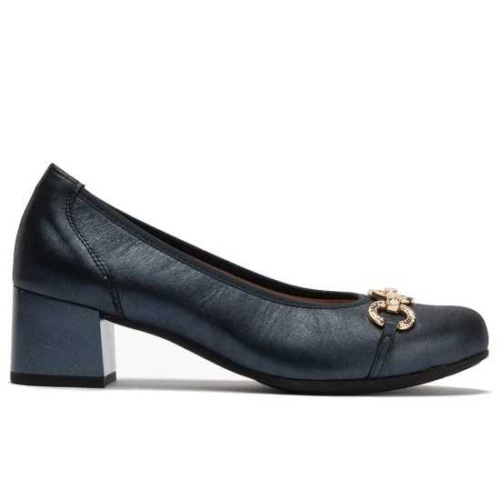 JucaZapatos - Pitillos 11133 - MARINO - Zapato salón con tacón medio y adorno, en piel brillante Marino