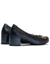 JucaZapatos - Pitillos 11133 - MARINO - Zapato salón con tacón medio y adorno, en piel brillante Marino