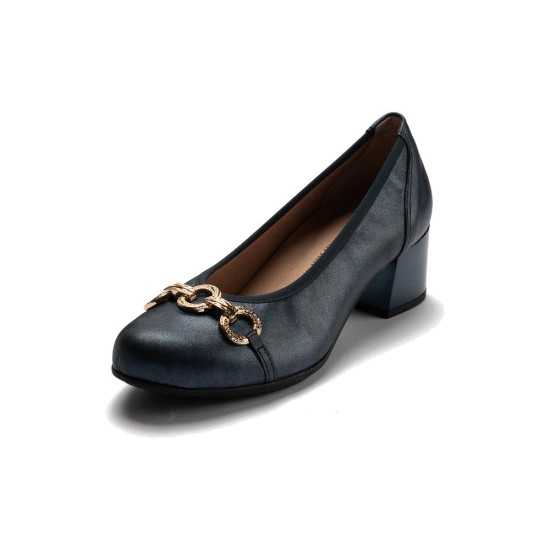 JucaZapatos - Pitillos 11133 - MARINO - Zapato salón con tacón medio y adorno, en piel brillante Marino