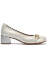 JucaZapatos - Pitillos 11133 - PLATA - Zapato salón con tacón medio y adorno, en piel brillante Plata