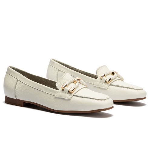 JucaZapatos - Pitillos 11140 - BLANCO - Mocasín plano en piel napa bombeada, con adorno Blanco