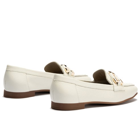 JucaZapatos - Pitillos 11140 - BLANCO - Mocasín plano en piel napa bombeada, con adorno Blanco