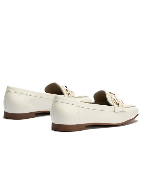 JucaZapatos - Pitillos 11140 - BLANCO - Mocasín plano en piel napa bombeada, con adorno Blanco