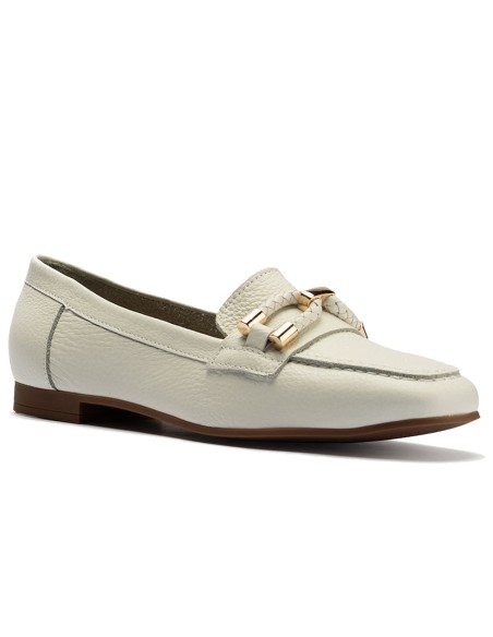 JucaZapatos - Pitillos 11140 - BLANCO - Mocasín plano en piel napa bombeada, con adorno Blanco
