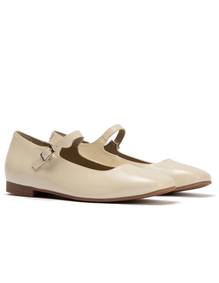 JucaZapatos - Pitillos 11142 - CREMA - Bailarina plana en piel charol Crema
