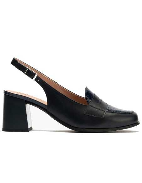 JucaZapatos - Pitillos 11160 - MARINO - Mocasín destalonado antifaz con tacón alto y punta cuadrada marino