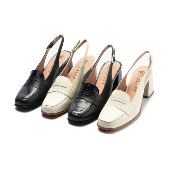 JucaZapatos - Pitillos 11160 - MARINO - Mocasín destalonado antifaz con tacón alto y punta cuadrada marino