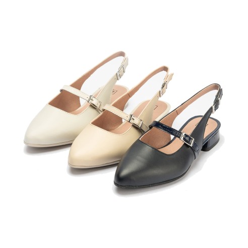 JucaZapatos - Pitillos 11170 - MARINO - Bailarina con tacón bajo y punta fina Marino