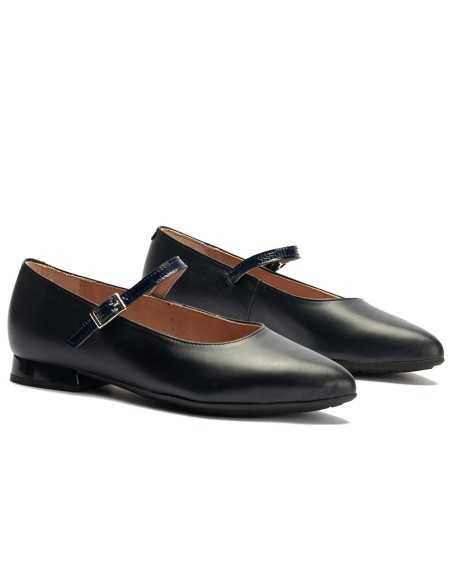 JucaZapatos - Pitillos 11171 - MARINO - Bailarina mercedes con tacón bajo y punta fina Marino