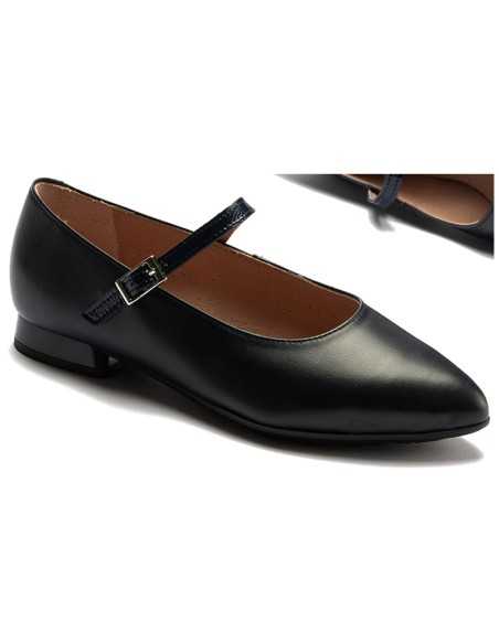 JucaZapatos - Pitillos 11171 - MARINO - Bailarina mercedes con tacón bajo y punta fina Marino