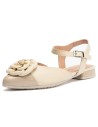 JucaZapatos - Pitillos 11172 - PIEDRA - Bailarina con tacón bajo, punta fina, adorno floral y pulsera Piedra