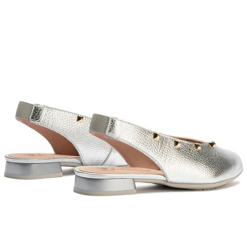 JucaZapatos - Pitillos 11173 - PLATA - Bailarina con tacón bajo, punta fina y detalles metalizados Plata