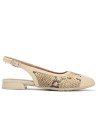 JucaZapatos - Pitillos 11174 - CREMA - Bailarina destalonada con tacón bajo, punta fina y animal print Crema