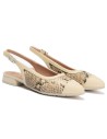 JucaZapatos - Pitillos 11174 - CREMA - Bailarina destalonada con tacón bajo, punta fina y animal print Crema
